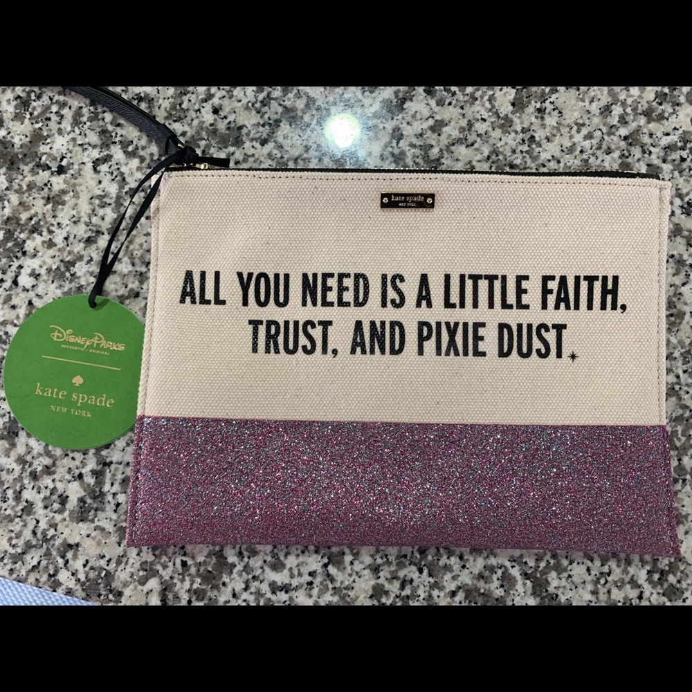 Kate Spade Disney Edition Glitter Tinkerbell clutc